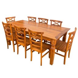 Mesa de Jantar Madeira Maciça 200 X 90 com 08 Cadeiras Abc Sudeste Rústico - 1