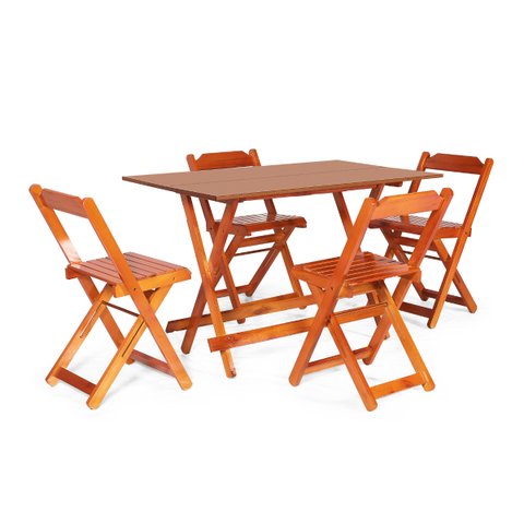 Conjunto Dobrável 120 X 70 com 4 Cadeiras Cor Mel Móveis Britz