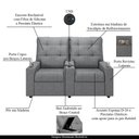 Ver imagem 6 de Poltrona do Papai Reclinável Sala de Cinema 2 Lugares Manual Baú Usb Linho Cinza
