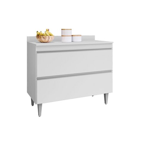 Balcão Esmeralda com Tampo 100cm 2 Portas Basculantes Branco Maderatto Móveis