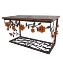 Ver imagem 6 de Bancada de Madeira e Ferro com Rosas em Verniz Para Banheiros Libertas Rosas Artesanato Bancada Rosa