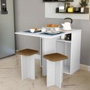 Ver imagem 1 de Conjunto de Mesa Balcão Dobrável com 2 Banquetas Branco