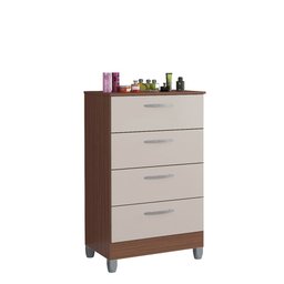 Cômoda 4 Clara Gavetas Cappuccino/ Off White com Pés para Quarto - 1