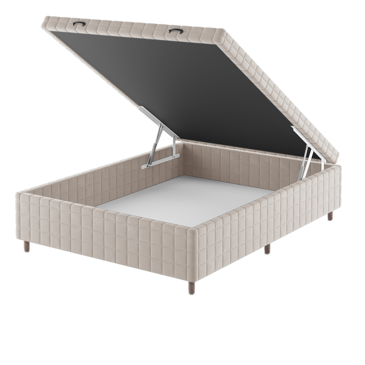 Base Box Bau Casal Ravena (43x138x188cm) Turkey Creme- Casa Giulia