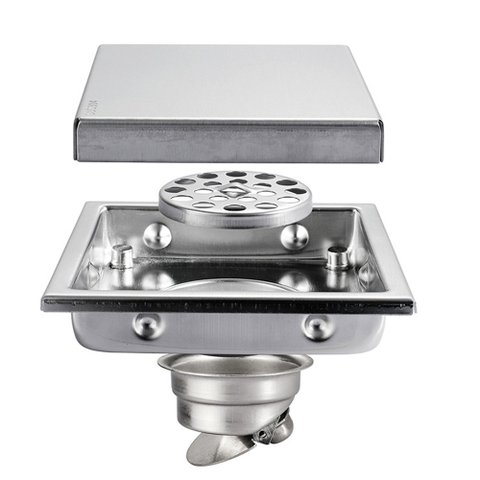 Ralo Invisível Tampa Oculta Aço Inox 304 Anti Odor 10x10cm