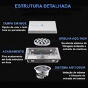 Ver imagem 3 de Ralo Invisível Tampa Oculta Aço Inox 304 Anti Odor 10x10cm