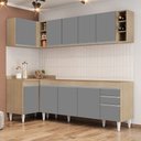 Ver imagem 2 de Armário de Cozinha Modulado de Canto Direito 5 Peças Cp43 Balcão sem Tampo Castanho/cinza - Lumil Lu