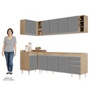 Ver imagem 5 de Armário de Cozinha Modulado de Canto Direito 5 Peças Cp43 Balcão sem Tampo Castanho/cinza - Lumil Lu
