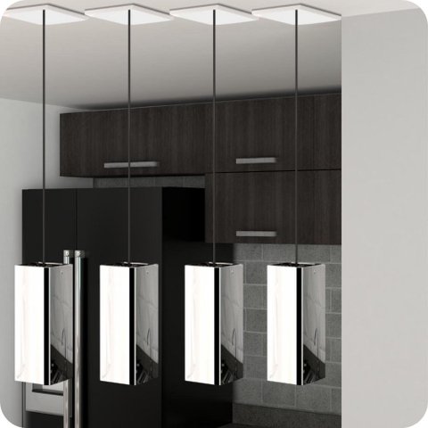 4 Pendentes Industrial Inox Quadrado Moderno Luminária Elg