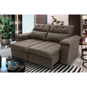 Sofá Retrátil/Reclinável Verona 2,00m Suede Velut Tabaco c/ Molas no Assento - King House
