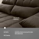 Ver mais imagens de Sofá Retrátil/reclinável Verona 2,00m Suede Velut Tabaco C/ Molas no Assento - King House