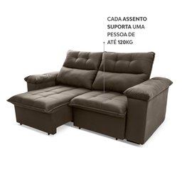 Sofá Retrátil/Reclinável Verona 2,00m Suede Velut Tabaco c/ Molas no Assento - King House - 7
