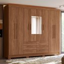 Ver imagem 1 de Guarda-Roupa Paranavaí 8 Portas 6 Gavetas com Espelho Paraná Marrom/Jatoba
