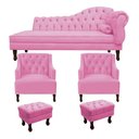 Ver imagem 1 de Divã Cancun 140 Esquerdo + 2 Poltronas + 2 Puffs Rosa