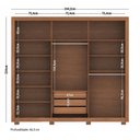 Ver imagem 5 de Guarda Roupa Casal Miletto 6 Portas de Bater 3 Gavetas MDF-MDP com Pés Jatobá-Areia