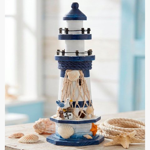 Farol Decoração Náutico Artesanal Casa Praia Marítimo 24cm