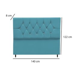 Cabeceira Cama Box Estofada Casal 140 Cm Geovana Suede:azul Turquesa - 3