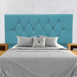 Cabeceira Cama Box Estofada Casal 140 Cm Geovana Suede:azul Turquesa - 2