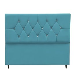 Cabeceira Cama Box Estofada Casal 140 Cm Geovana Suede:azul Turquesa - 1
