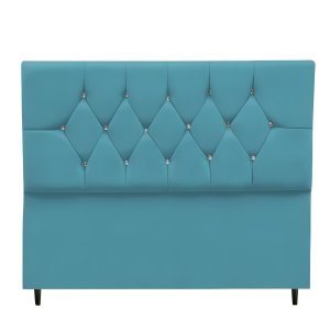 Cabeceira Cama Box Estofada Casal 140 Cm Geovana Suede:azul Turquesa