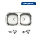 Ver imagem 4 de Cuba Tramontina Dupla Isis 2c 34 Bs em Aço Inox Acetinado Embutir/sobrepor 78x40 Cm