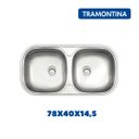 Ver imagem 3 de Cuba Tramontina Dupla Isis 2c 34 Bs em Aço Inox Acetinado Embutir/sobrepor 78x40 Cm
