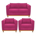 Ver imagem 1 de Kit Sofá 2 Lugares e 2 Poltronas Europa Suede Pink AM Decor