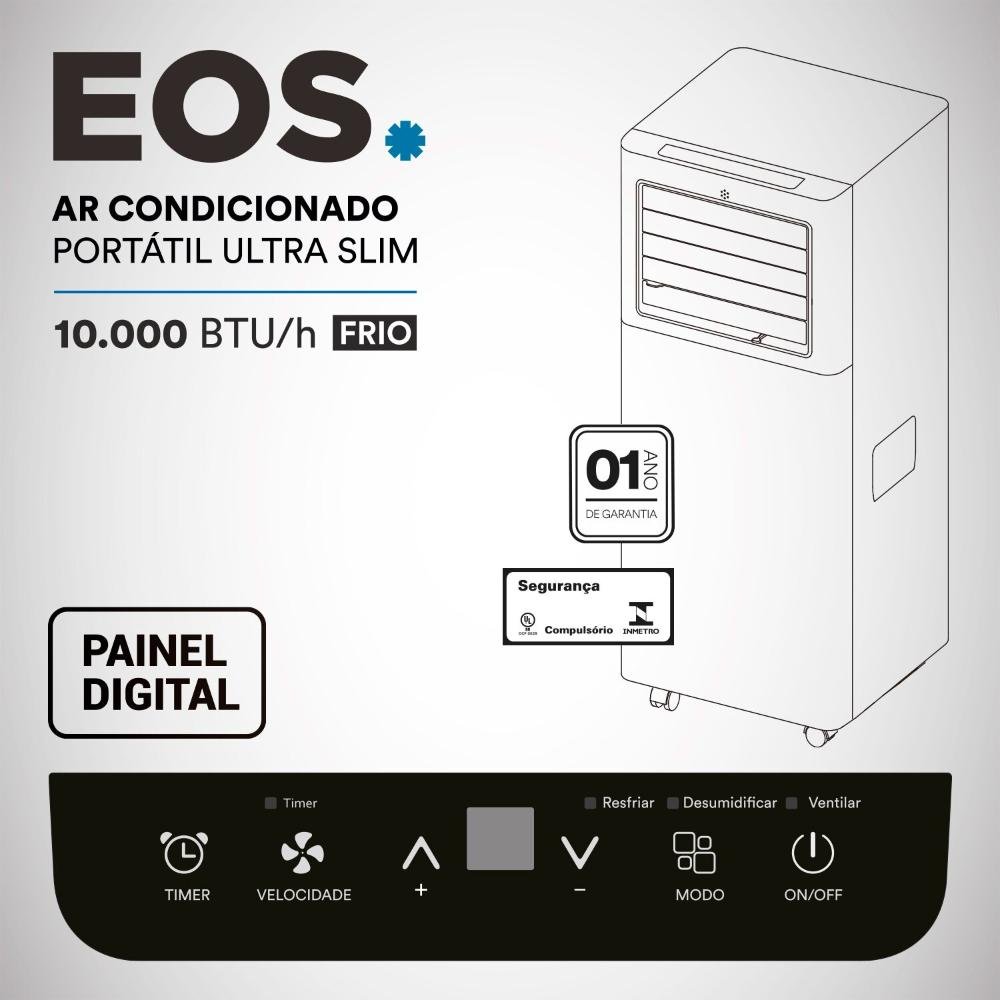 Ar-condicionado Portátil 10000 Btus Eos Ultra Slim Eap10f 110v ...