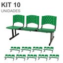 Ver imagem 1 de Kit 10 Cadeiras longarinas PLÁSTICAS 03 Lugares - Cor VERDE - REALPLAST - 23080