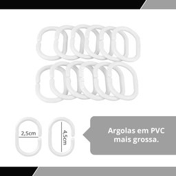 2 Cortina Box Banheiro PVC Grossa Antimofo Ilhós Pt 140x200 - 5