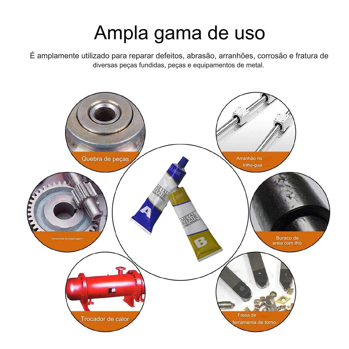 Super Cola Epoxi Metal Aço Aluminio Vazamento Resistente Secagem Rapida Reparo Rachadura Leva pra Ca - 7