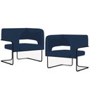 Ver imagem 1 de Kit 02 Poltronas Decorativas Scarlett D02 Base de Aço Preto Veludo Azul Marinho B-304 - Lyam Decor