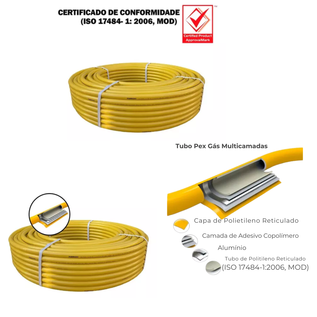 Kit 8 Metros Tubo Pex Multicamada 16 Mm com Cotovelos 1/2 F - 2