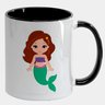 Caneca Branca com Interna Preta Y5 Sereia Fofinha Pose Desenho - 1
