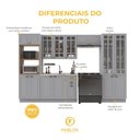 Ver imagem 5 de Armário de Cozinha Modulada Completa Fidelitá Nara 100% MDF 5 Peças 350cm 16 Portas 2 Gavetas sem