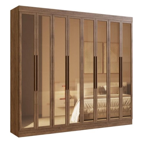 Guarda-roupas Casal 8 Portas com Vidro Multimóveis Cr35259 Castanho
