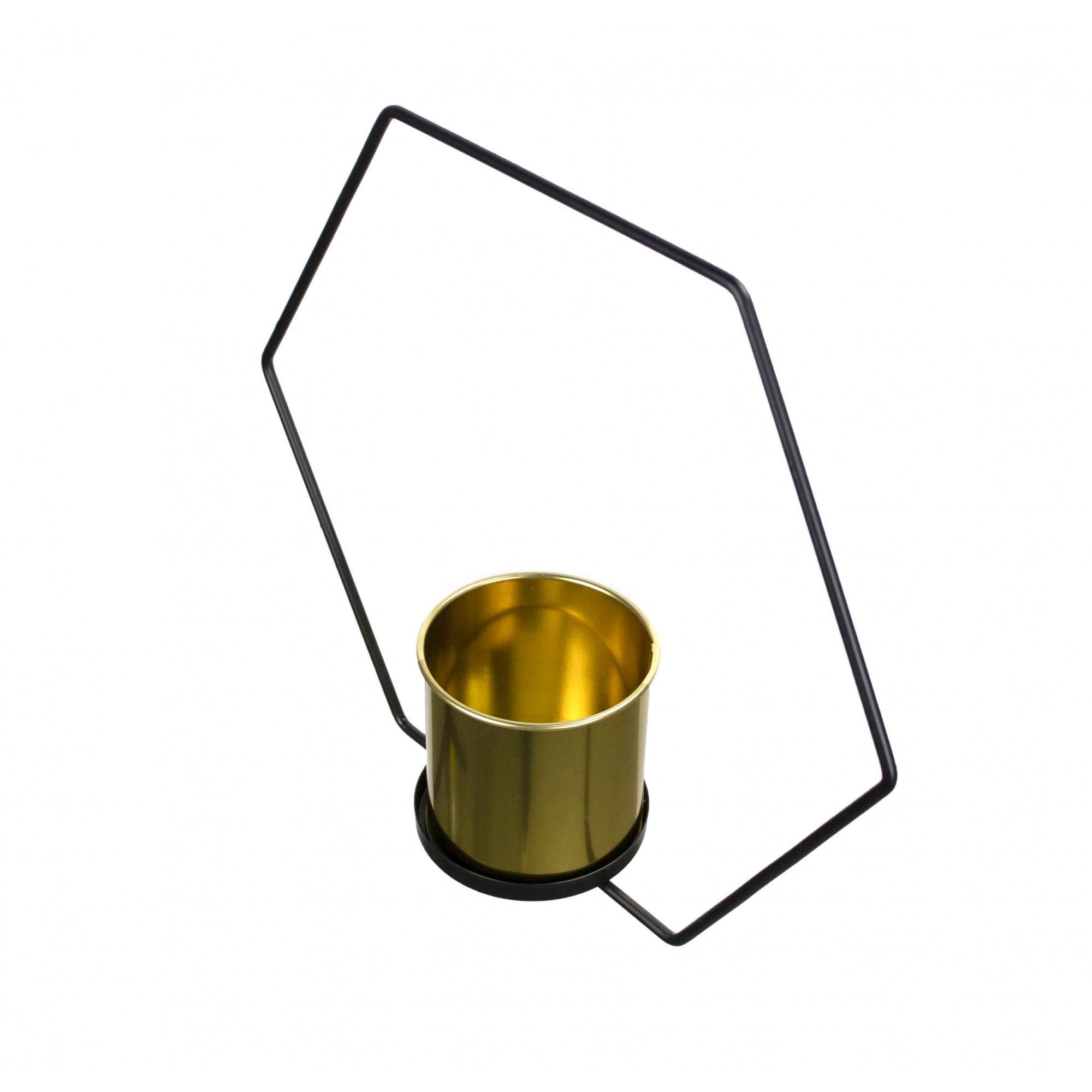 Vaso Decorativo Metal para Pendurar Dourado e Preto 29x33cm - D'Rossi - 3