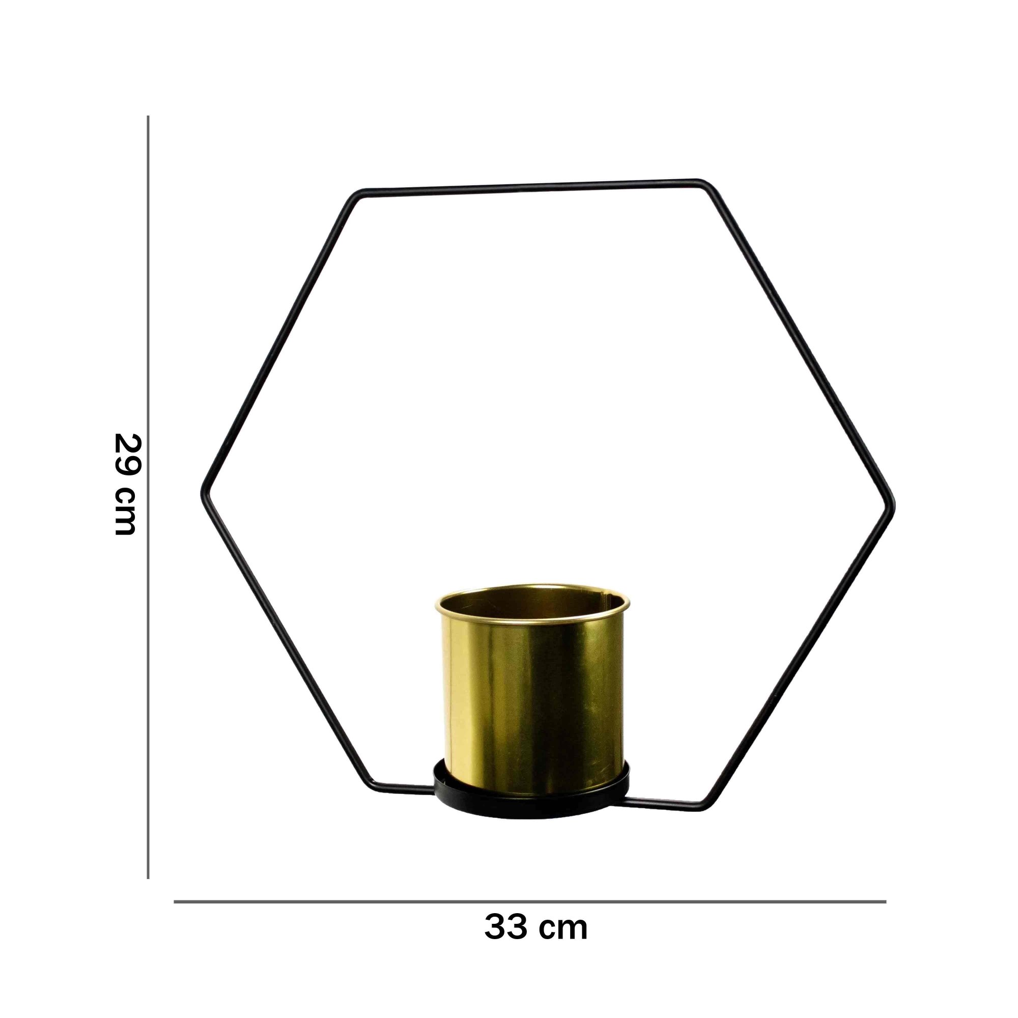 Vaso Decorativo Metal para Pendurar Dourado e Preto 29x33cm - D'Rossi - 5