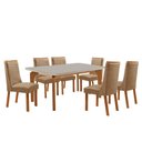 Ver imagem 2 de Mesa de Jantar Liz 180cm Tampo MDF Vidro Canto Copo com 6 Cadeiras Carolina