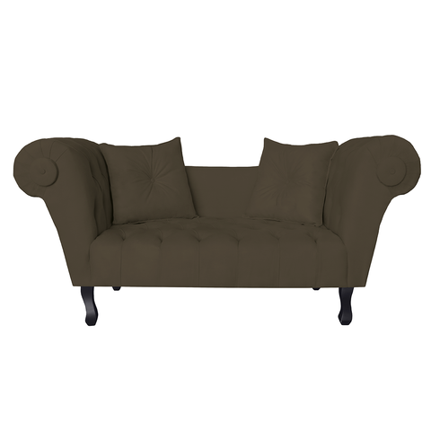 Sofá Recamier Recepção Decorativo 02 Lugares Londres Suede Marrom - Incasa Decor