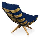 Ver imagem 3 de Kit 1 Poltrona e 1 Puff Giratório Suede D’Rossi Azul Marinho