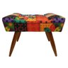 Puff Retangular Viena Suede Estampado Pés Natural Para Sala Quarto:PatchWork - 2