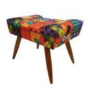 Ver imagem 1 de Puff Retangular Viena Suede Estampado Pés Natural Para Sala Quarto:PatchWork