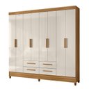 Ver imagem 1 de Guarda Roupa Roupeiro Casal Quarto Florida 8 Portas 4 Gavetas Freijo com Off White - Moval