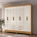 Ver imagem 2 de Guarda Roupa Roupeiro Casal Quarto Florida 8 Portas 4 Gavetas Freijo com Off White - Moval