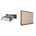 Ver imagem 1 de Conjunto Cabeceira Extensível e Guarda Roupa Casal 6 Portas 9 Gavetas Espresso Móveis