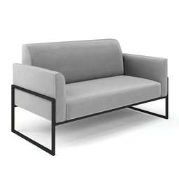 Sofá Namoradeira Base Industrial Alta Preto Marisa Suede Cinza D03 - D'rossi Drossi - 1