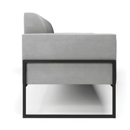Sofá Namoradeira Base Industrial Alta Preto Marisa Suede Cinza D03 - D'rossi Drossi - 4