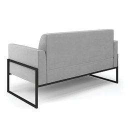 Sofá Namoradeira Base Industrial Alta Preto Marisa Suede Cinza D03 - D'rossi Drossi - 5