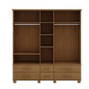 Ver imagem 2 de Conjunto Quarto Ouro: Guarda-roupa 5 Portas, Cama Casal, Cômoda Sapateira e 2 Mesas Cabeceiras Freij